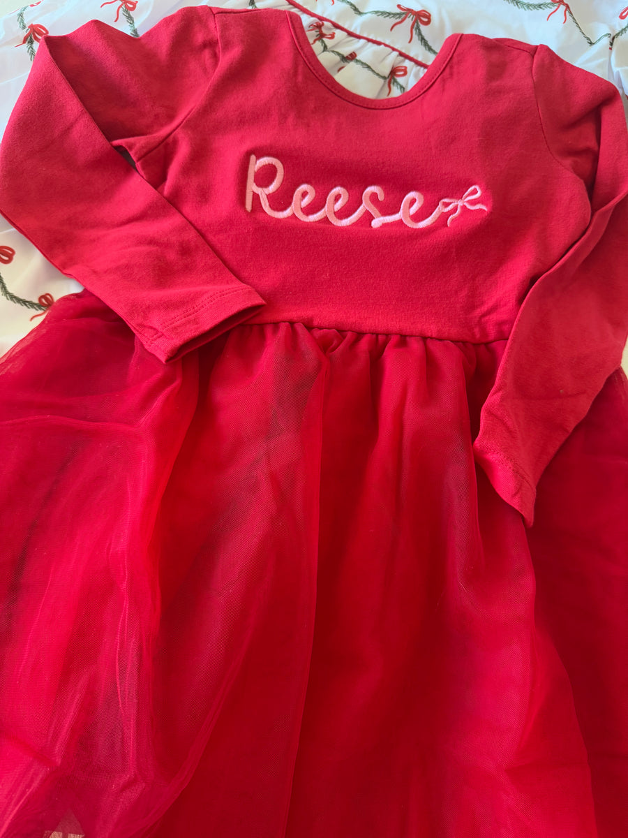 Red Long Sleeve Tulle Dress – Stitchin' Pretty