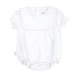 Paty - Pima Bib Bubble white with Pink Trim