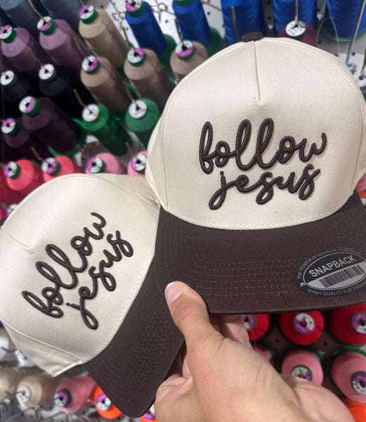 follow jesus cursive puff