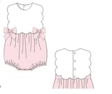 Girls Scallop Pink Swiss Dot Bubble