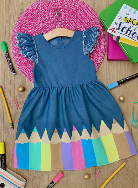 Colorful Crayons Denim Dress