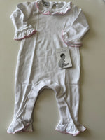 Magnolia Baby - White with Pink Ruffle playsuit
