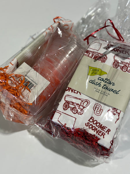 dish towel + plastic cups