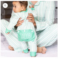 Christmas in JULY - Green Stripe Holiday Lounge onesie