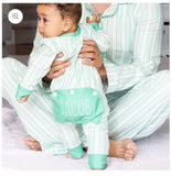 Christmas in JULY - Green Stripe Holiday Lounge onesie