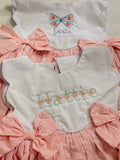 Girls Pink Swiss Dot Scallop Dress
