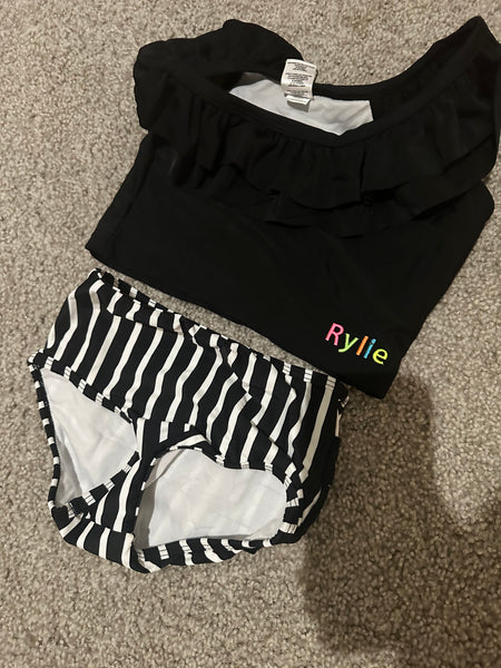 Ruffle Butts black & white Swimsuit